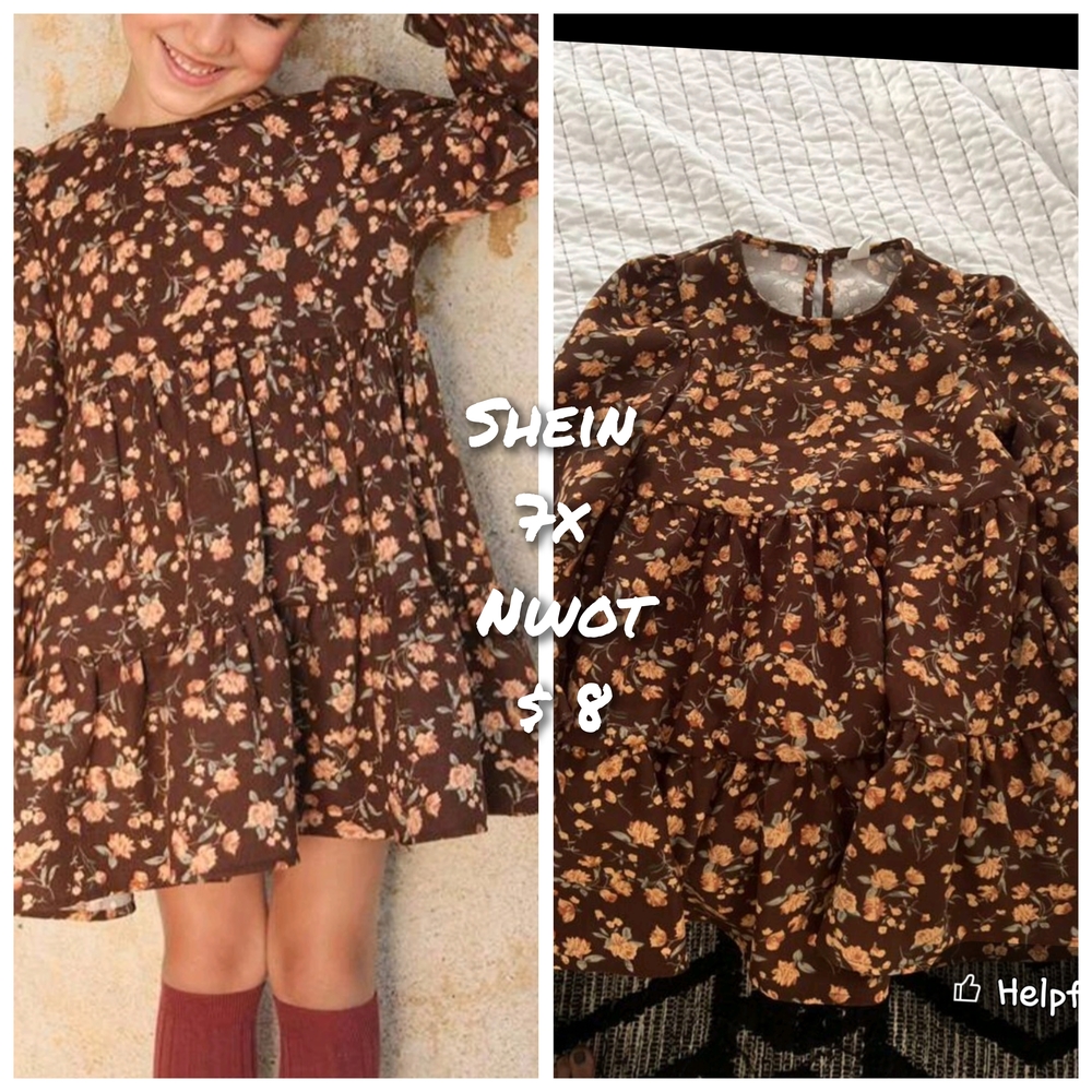 SHEIN Brown Floral Dress